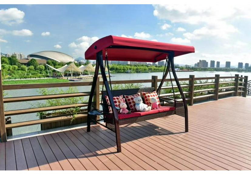 In-Stock Outdoor Hanging Swing Chair: Waterproof Wrought Iron Reclining Rocker for Balcony, Courtyard, or Garden