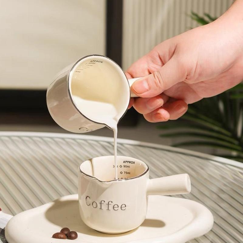 Keramik Espresso Kaffee Messbecher Mit Skala Extraktionsbecher Milchbecher Milchkännchen Mit Henkel Latte Mischbecher Skala Messbecher