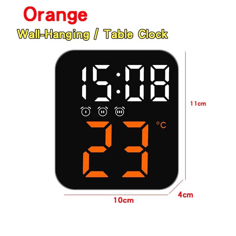 Electronic Wall Clock Temperature Date Table Clock Wall-mounted Dual Alarms Digital LED Clocks for Home Bedroom Voice Control