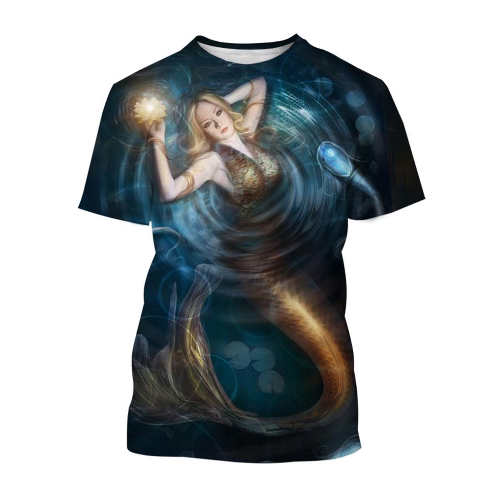 Sexy Mermaid 3D PrintCasual T-Shirts Ocean Girl Fashion Men's Women's Casual Street Harajuku Hip-Hop Street Style T-Shirt Tops