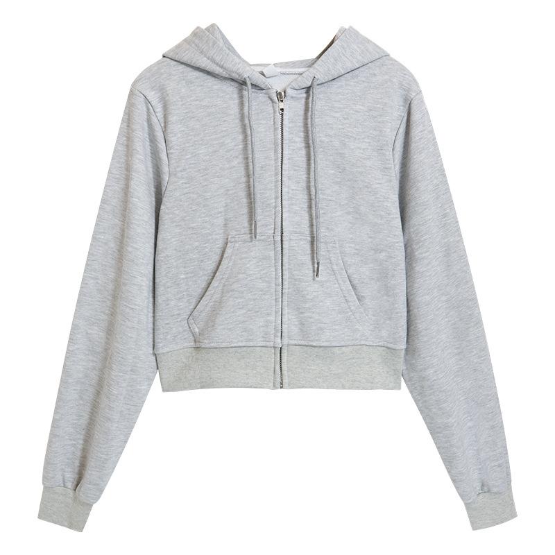 Reißverschlussjacke Herbst Aktualisiert Entspannte Passform Koreanische Version Mit Kapuze Kurz Langärmelig Dünner Cardigan Pullover Damen
