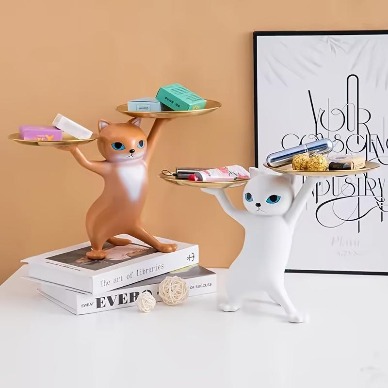 New Creative Sand Sculpture Cute Cat Entrance Key Holder Tray Premium Resin Decorative Home Organizer for Desktop - Ideal Gift