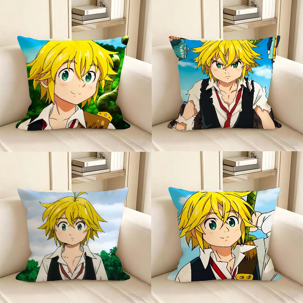 1pc Meliodas Anime Cartoon Characters Pillow Case Fashion Square Pillowcase Bedroom Sofa Room Ins Decoration Leisure