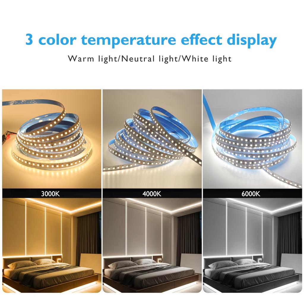 5M 10M 20M 24V LED Strip Light 2835 120LEDs/M Flexible Tape Ribbon Adhesive LED Rope Light 3000K 4000K 6000K for Home Decor
