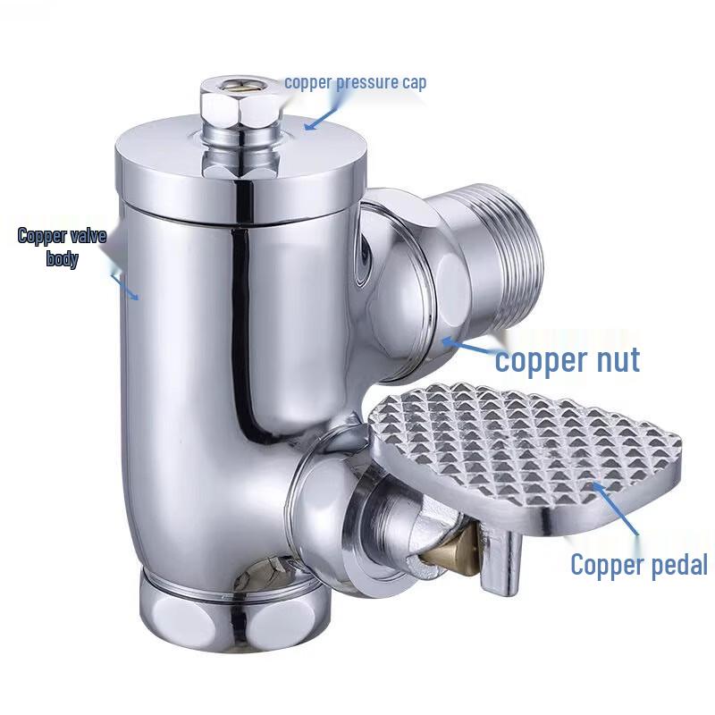 Lindong Copper Foot Pedal Corner Squat Toilet Flush Valve
