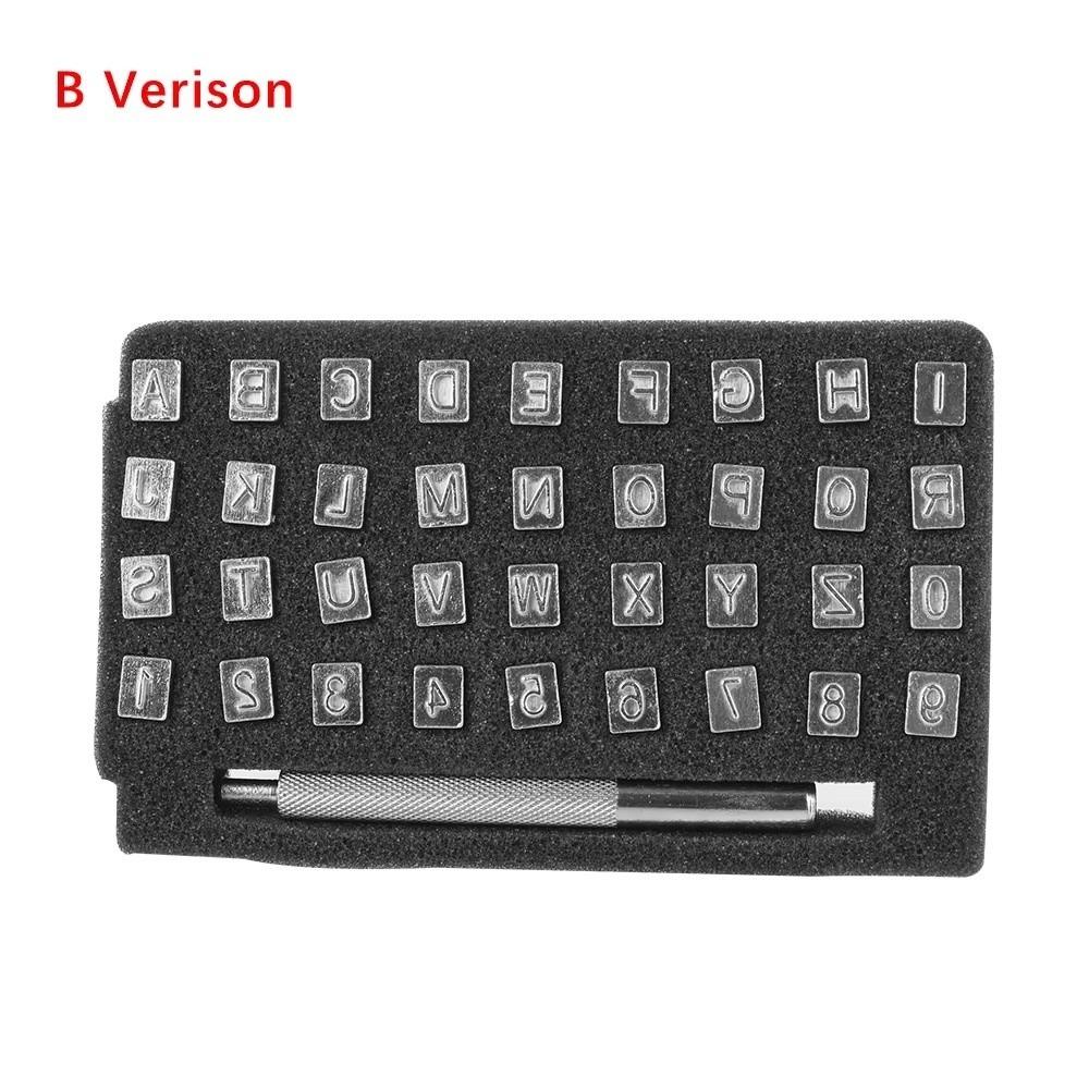 

10 Цифр Инструмент для тиснения кожи 26 Прописных букв Инструмент для кожевенного ремесла Набор инструментов Штамп Пуансон Набор B Version