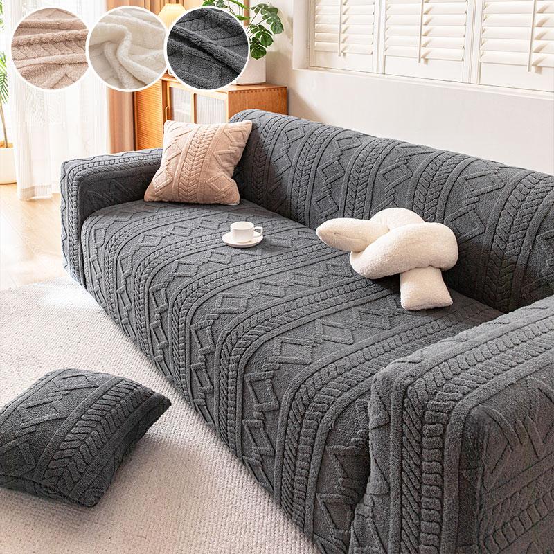 1Pc-Autumn And Winter Plush Sofa Cushion, Winter Integrated Sofa Cover, Fixed Anti Slip And Anti Cat Scratch Seat Cushion 90X140cm