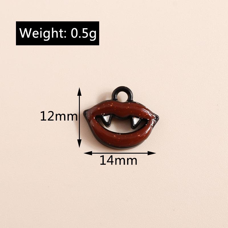 10pcs Cute Enamel Halloween Vampire Teeth Charms for Jewelry Making Earrings Pendants Necklaces DIY Bracelets Crafts Supplies
