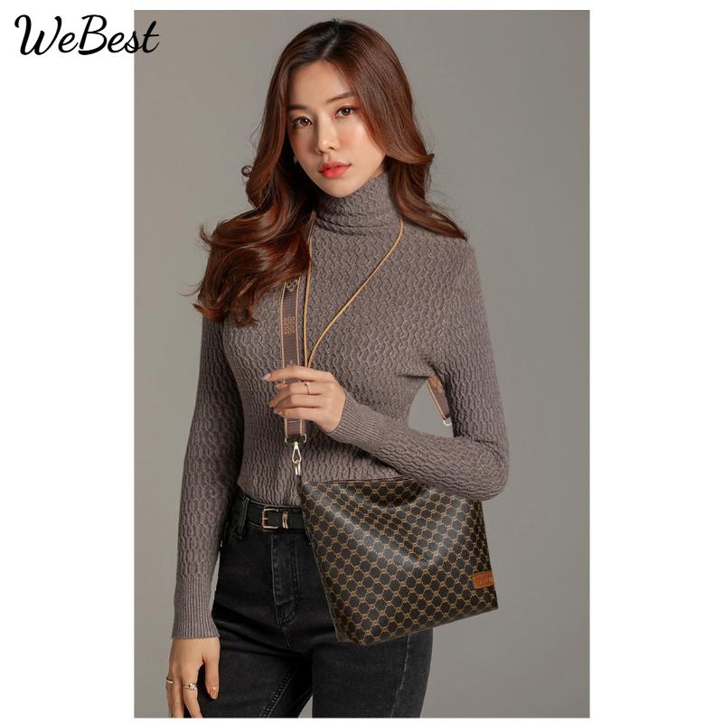 

Casual and Fashionable Printed Commuter Crossbody Bag темно-коричневого кольору