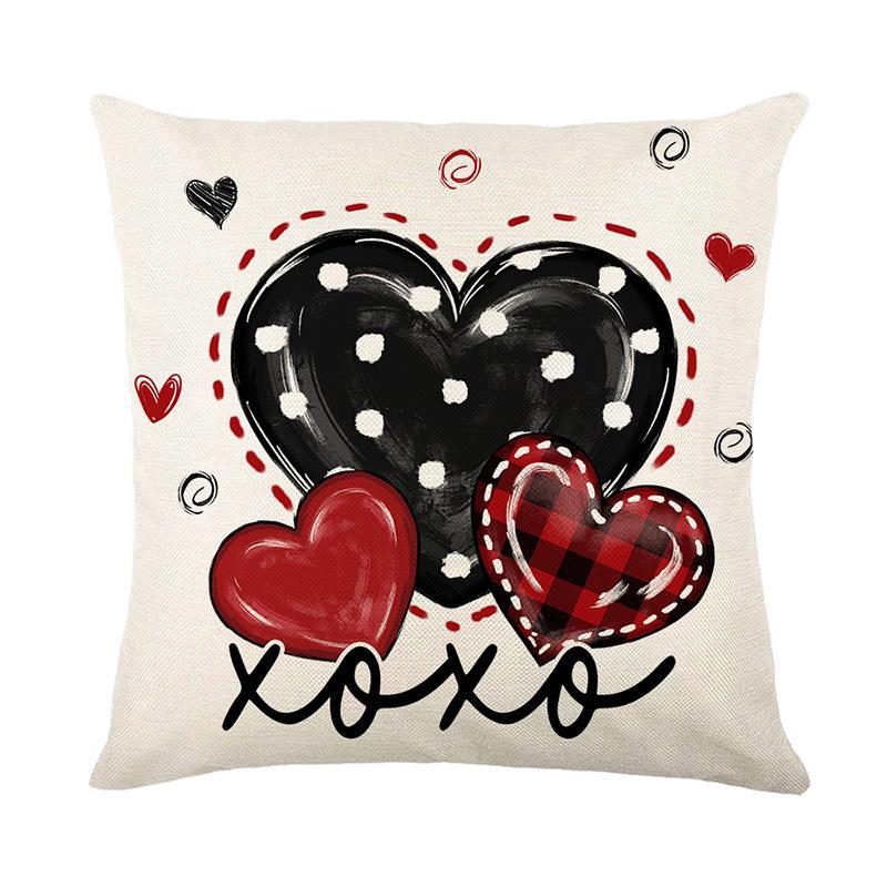 New Valentine's Day Pillow Case Linen Love Letter Double-Side Print PP Cotton Bedroom Sofa Pillow Case