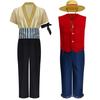 Anime Team Luffy Zoro Costumi Cosplay Dio del Sole MonkeyD Roronoa nella vita Sutis Per Bambini Cosplay Tute Rosse Cappello Halloween Carnevale