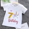 Cartoon Birthday Numbers Unicorn 1 2 3 4 5 6 7 8 9 Age Baby Boys Clothes Summer Tshirts 2023 Kids Clothes boysGirls Tees Tops