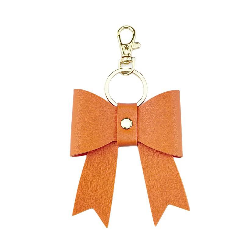 Simple Bow Leather Keychain Xiaohongshu Same Car Keychain Bow Bag Hanging