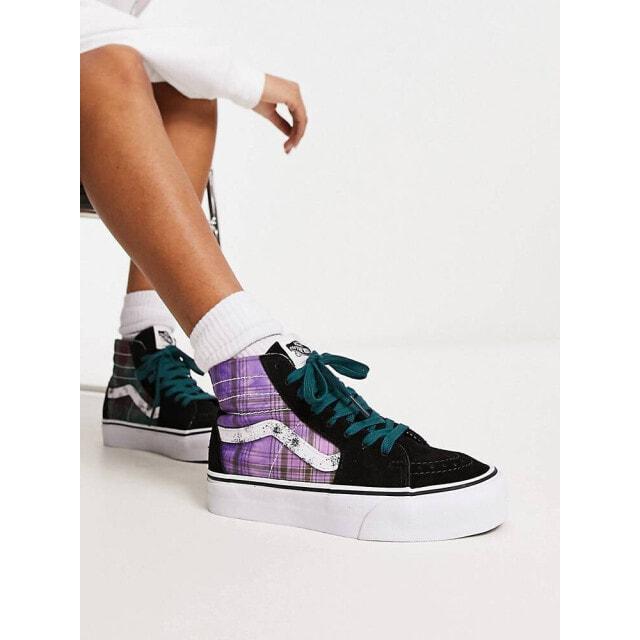 

Фиолетово-черные зауженные кроссовки Vans SK8-Hi