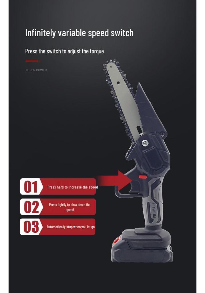 6-Inch Lithium Battery Electric Chainsaw Set for Garden Pruning