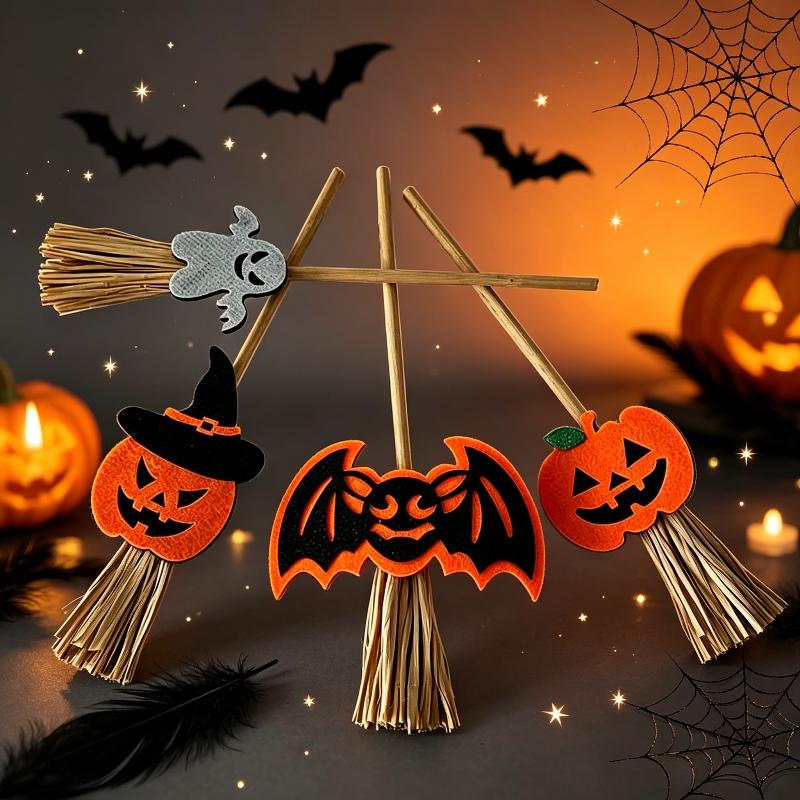 Halloween Pumpkin Bat Ghost Mini Straw Decor Food Grade Material for Home Halloween Party Table Decorations