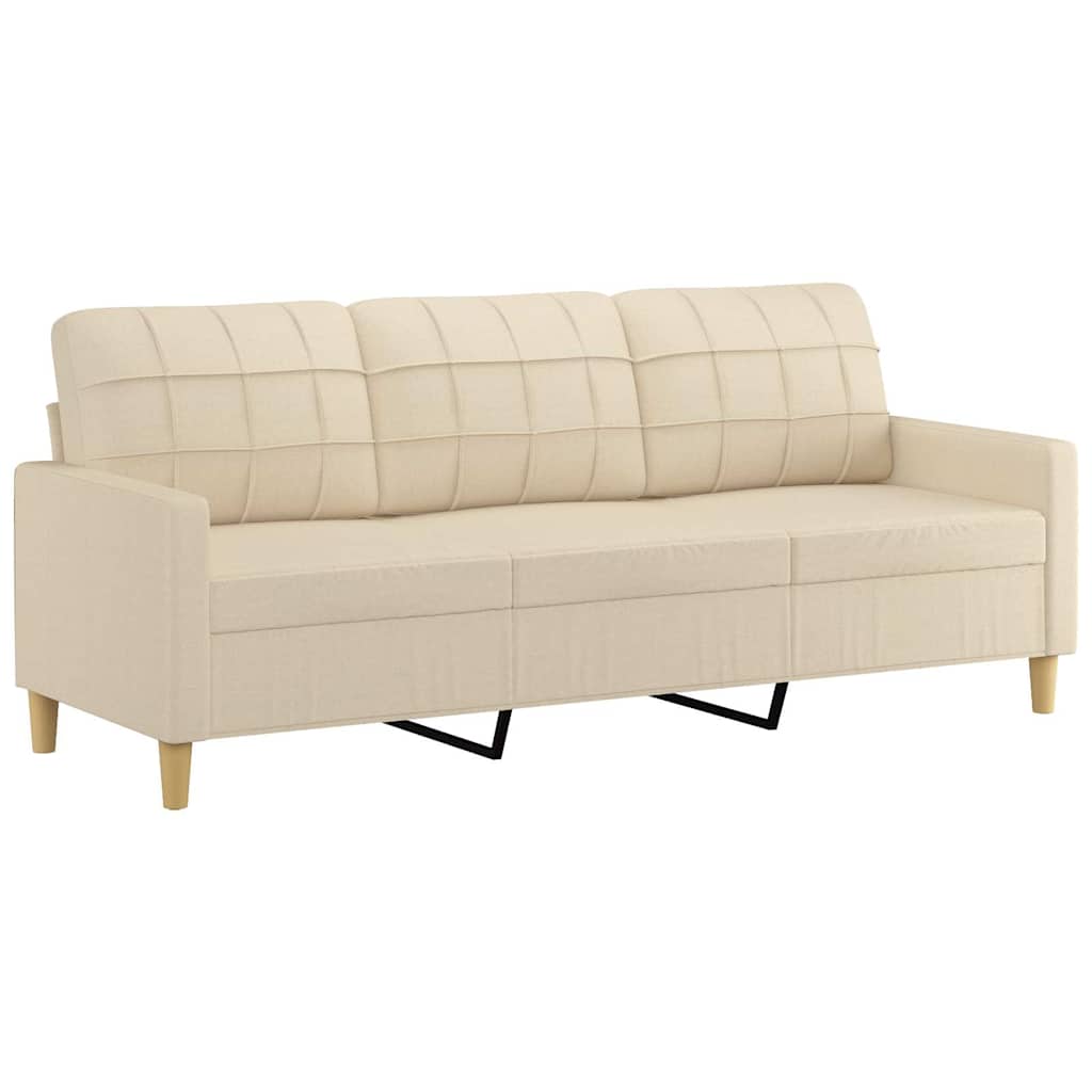 Vidaxl 3-Seater Sofa, Cream, 180 Cm, Upholstered In Fabric