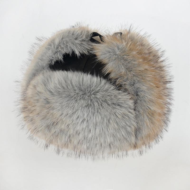 Winter Imitation Fox Hair Raccoon Hair Lei Feng Hat Men and Women Plush Warm Cold Ear Protection Fur Foreign Trade Fur Hat