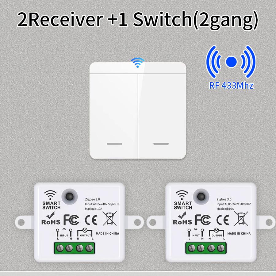 RF 433Mhz Universal Wireless Remote Control Light Switch 10A 110V 220V Relay Receiver 1/2/3 Gang Wall Panel Switch For LED Lamp