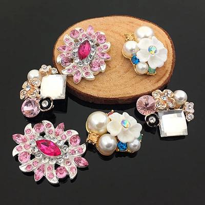 Engood 50Pcs Color Diamond Flower Rhinestone Buckles Sewing Trim & Embellishments Craft Button DIY Wedding Hair Accessories