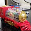 Tren Eléctrico para Niños con Sonido y Luz, Vapor Transparente, Rueda de 7 Colores, Pista, Tren de Montaje DIY, Juguete de Coche Expulsable