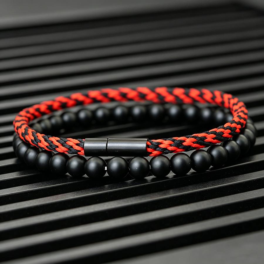 Stilvolles 2-teiliges Herren-Armband-Set, Premium ausgewählte ethnische Kordelarmbänder, Meditations-Heilungs-Handgelenk-Accessoires, Perfektes Geschenk für ihn
