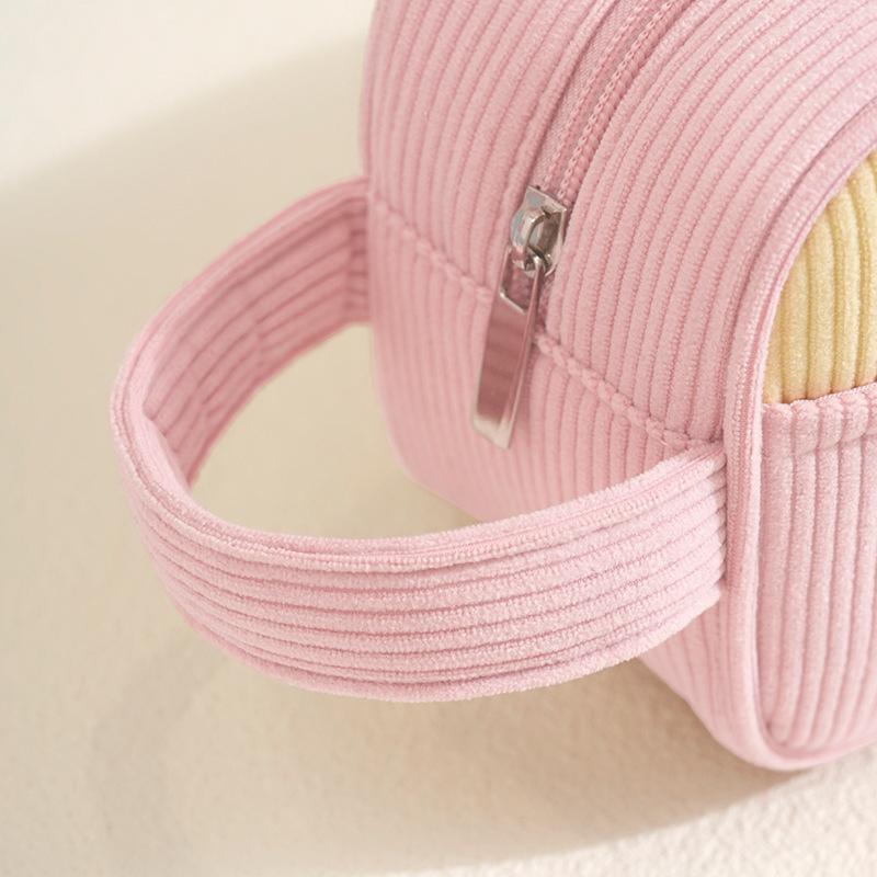 Minimalist Corduroy Makeup Handbag Large Capacity Travel Cosmetics Storage Bag Makeup Bag For Women