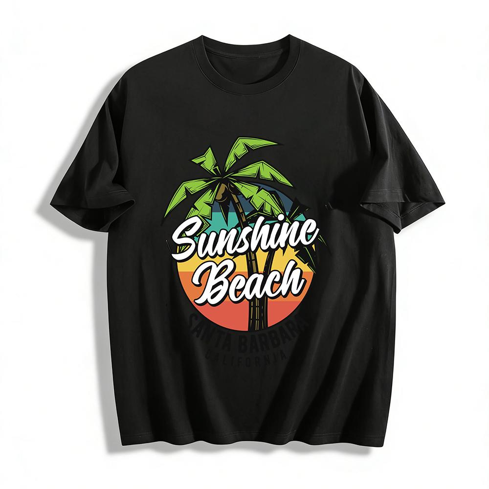 Sunshine Beach Santa Barbara California Coconut Tree Tee Pure cotton T-shirt XXS