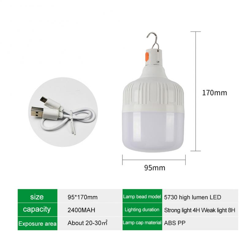 LED Rechargeable Bulb Outdoor Camping Artifact Household Power Outage Super Bright Rain Proof Rechargeable Emergency Light