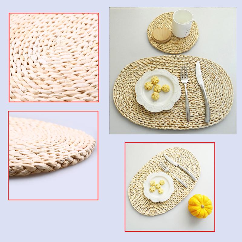WCIC Isolier-Tischset, Maisschalen-Strohgeflecht, Tassenuntersetzer, Esstischmatte, Verbrühschutz, Topflappen