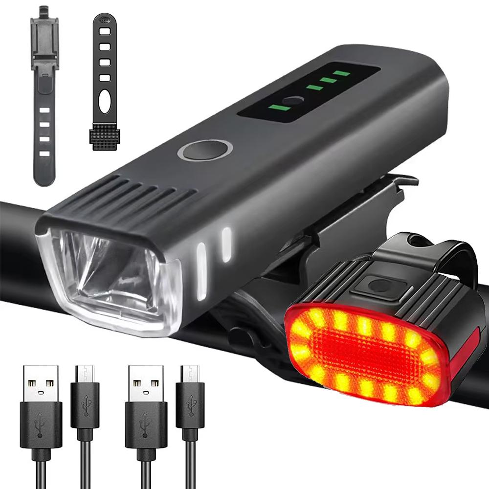 1/2 Pack Rechargeable Bike Light Set  Headlight & Rear Taillight, Waterproof Cycling Lights for Night Riding Mountain/Road Bikes