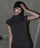 Aejeuyua Side Snap Half-Neck T-Shirt Charcoal
