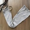 Women Japanese Ribbed Leggings Gaiters with Lace Up Bandage Aesthetic Ruffle Trim Thigh High Leg Warmers Footless Socks