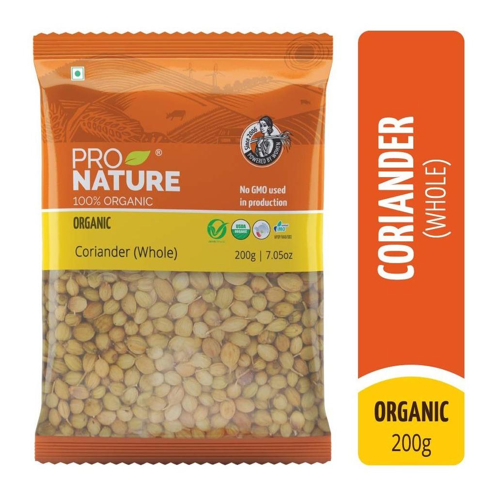 Organic Whole Coriander (200 G), Organic Coriander Whole Pro Nature