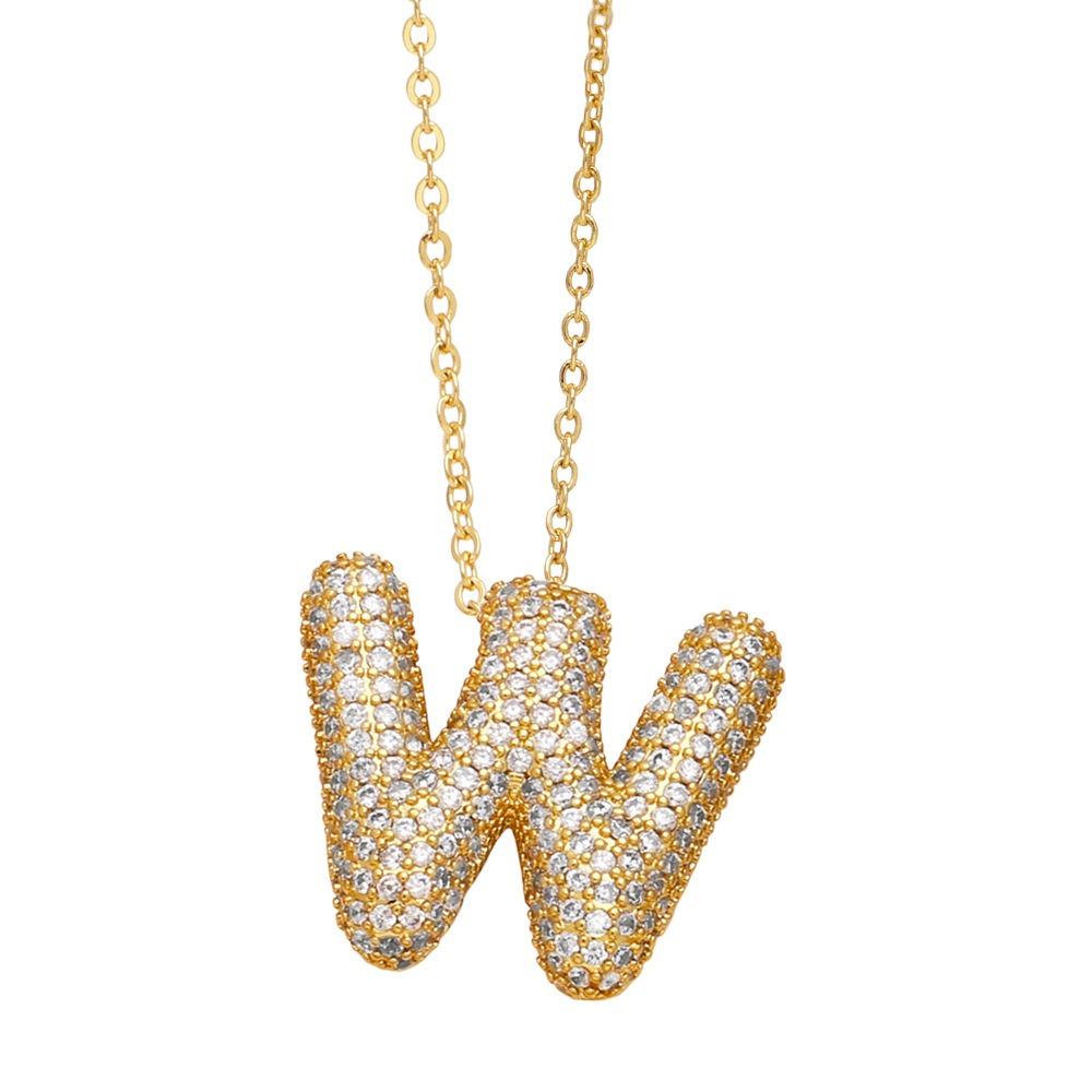 Alphabet 26 Letters Necklace Gold Color Women Sweater Chain Simple A-Z Letter Clavicle Chain  Daily