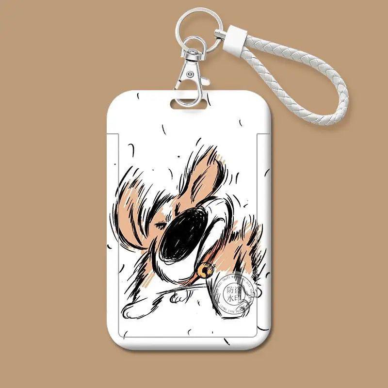 

Держатель для студенческого билета и проездного с трясущейся головой щенка - Водостойкий рукав для бейджа для студентов и пар Card holder + white short strap [Recommended]