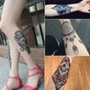 Red Rose Flower Arm Half Arm Tattoo Sticker Owl Hourglass Geometry Water Transfer Set Sticker