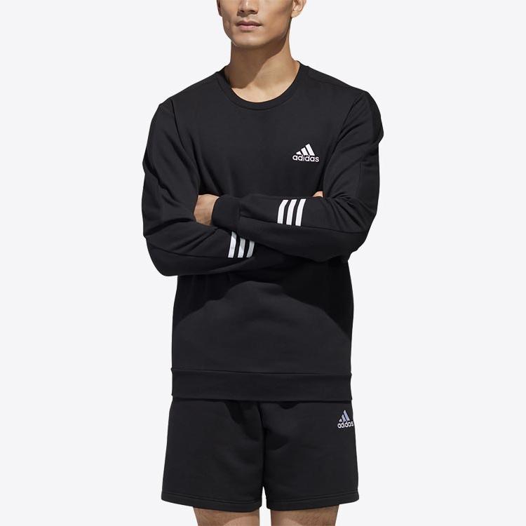 Adidas Logo Print Casual Pullover Crew Neck Sweatshirt Men Tops Black GD5467