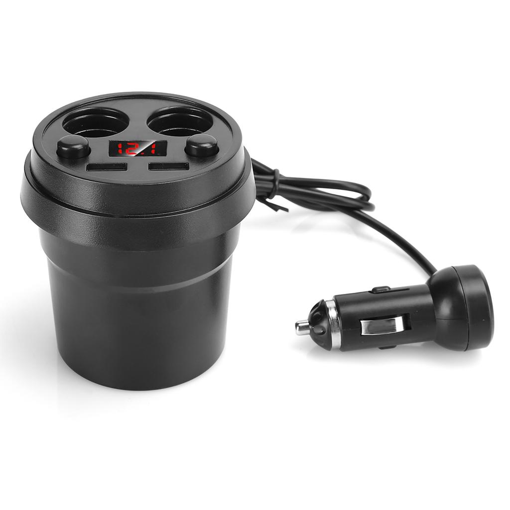 Cup Dual USB Car Charger with Wire Multifunction Cigarette Lighter for Phone Tablet PC