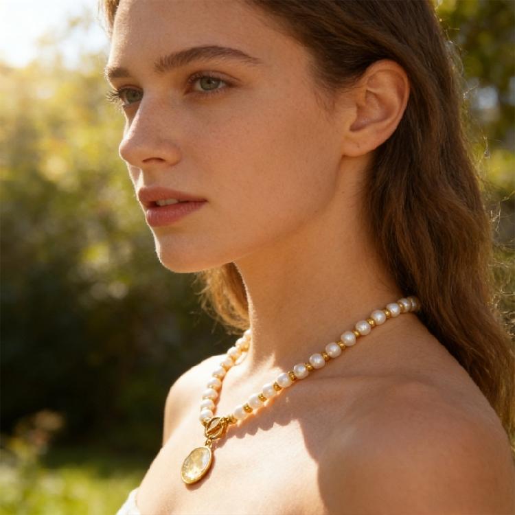 Faux Pearls And Shell Layering Necklace Suitable Stylish Clavicle Chain For Commuting Dating Or Parties