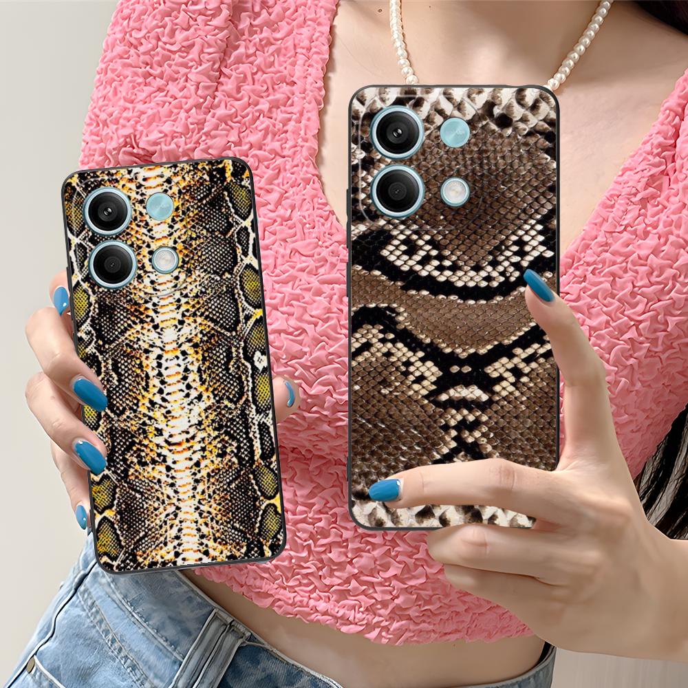 Luxury Snake Skin Texture Phone Case for Xiaomi Redmi Note 14 13 12 11 S Pro Plus 4G 5G Colorful Printing Cover Cover Cellphones