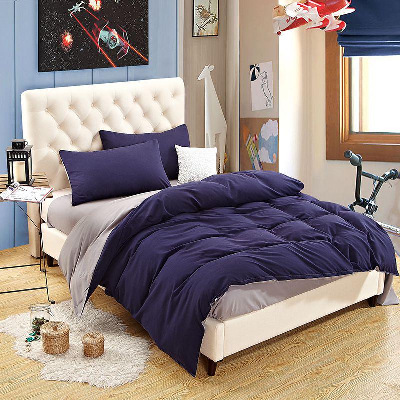 Luxuriöse einfarbige Bettdeckenbezug Steppdecke Twin Queen King Size Uni Bettwäsche-Set