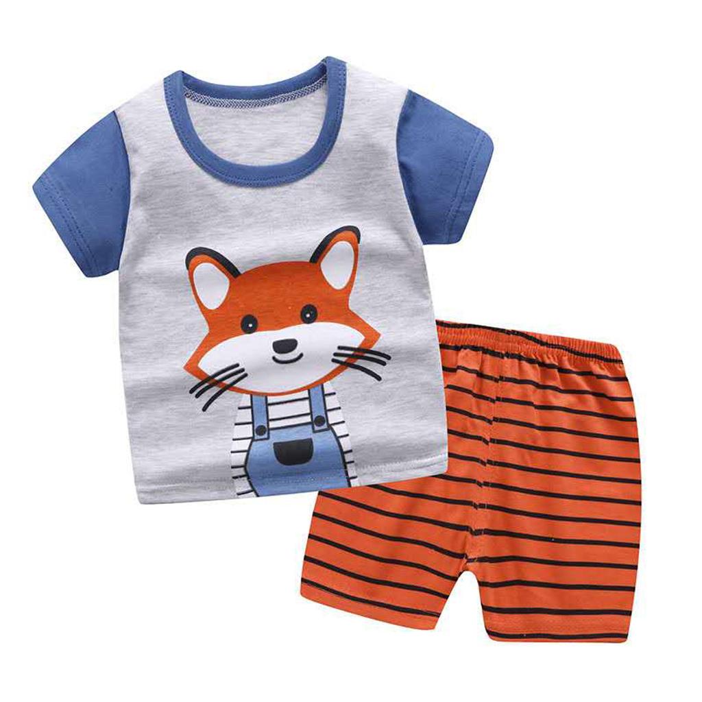 Kleinkind Baby Jungen Mädchen Kurzarm Cartoon T-Shirt + Shorts Outfits Set 0-5Y