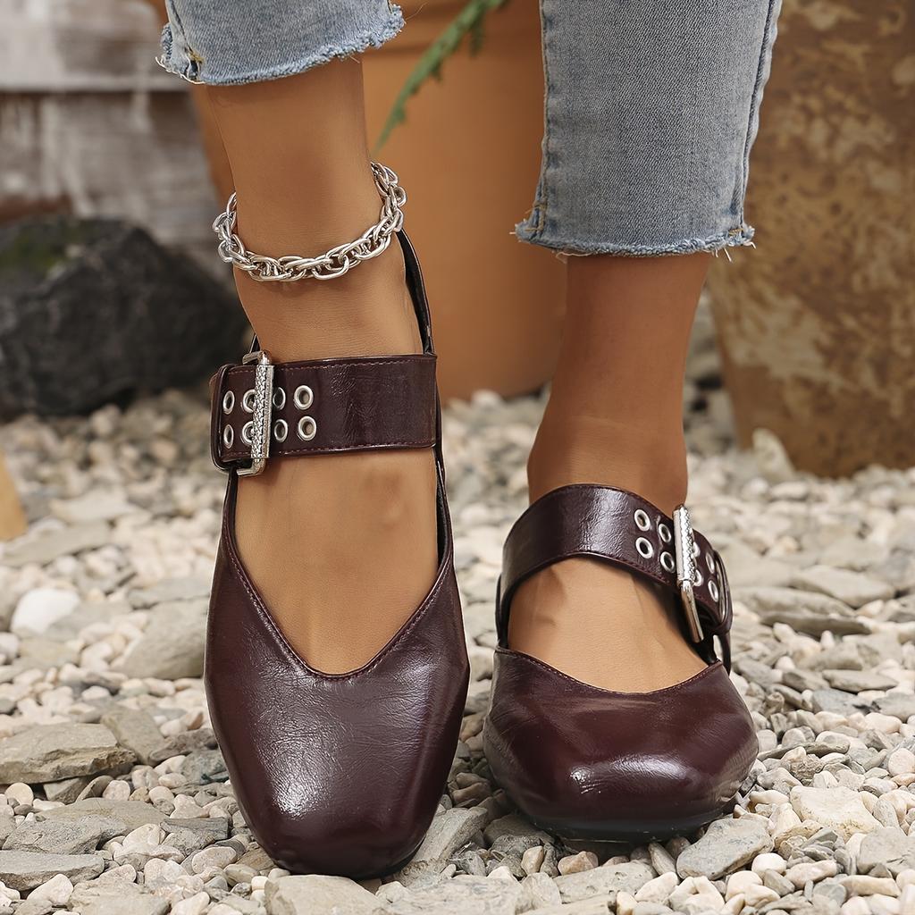 2025 New French-Style Women's Low-Cut Platform Ballet Flats with Straight-Strap Design