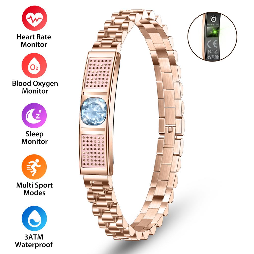 Smart Bracelet for Women Heart Rate Blood Oxygen Monitor Sport Fitness Tracker Step Counting Waterproof Fashion Smart Wristband