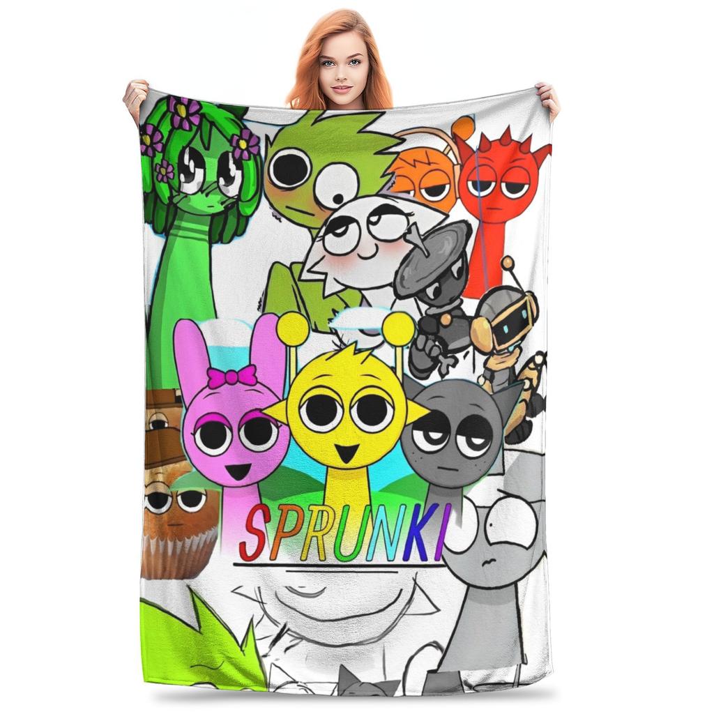 Game Sprunki Incredibox Blanket Flannel Funny Warm Throw Blanket for Bed Sofa Summer