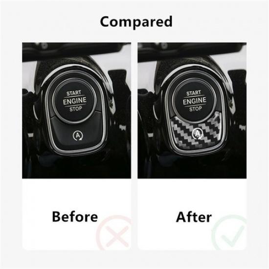 Pure Carbon Fiber Car Engine Button Bottom Cover Sticker For Benz A CLA  21