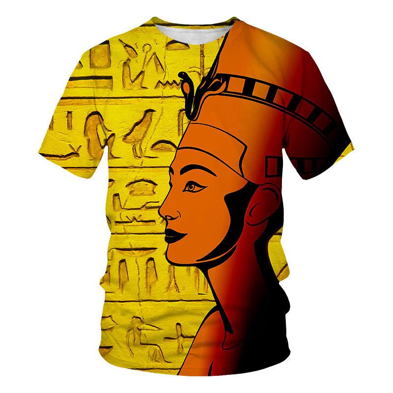 Ancient Egyptian Pharaoh 3D Digital Printed Pattern T-shirt Retro Style Men's Loose T-shirt