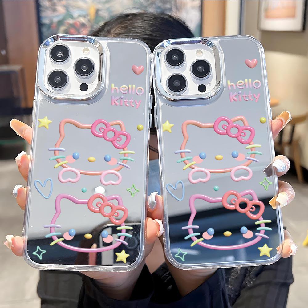 OEMHello Kitty Color Line Mirror Apple 13 Pro Mobile Phone Case Protective Case iPhoneAIR