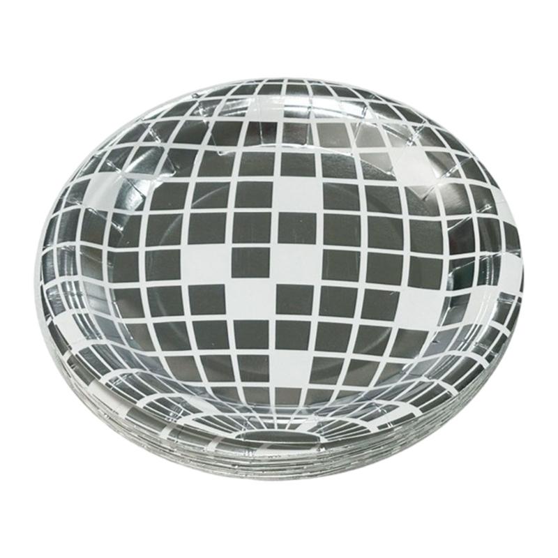 

Pack of 25 Disposable Paper Dinner Plates Silver Discos Dessert Dinner Dish for Bachelorette Parties and Weddings Decors 7 inches